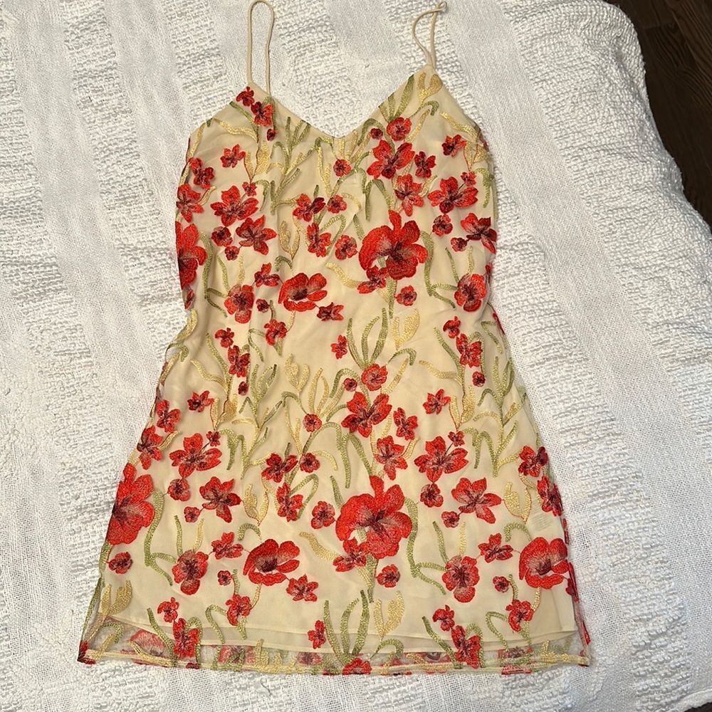 Little Moon Floral Slip Dress Embroidered Summer